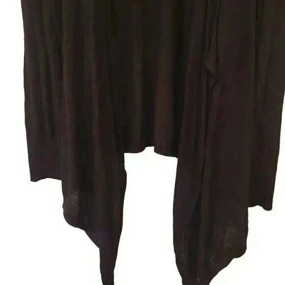 Banana Republic Women's Black Cotton/Viscose/Wool Gauzy Knit Open Front Front Ca - Picture 8 of 11